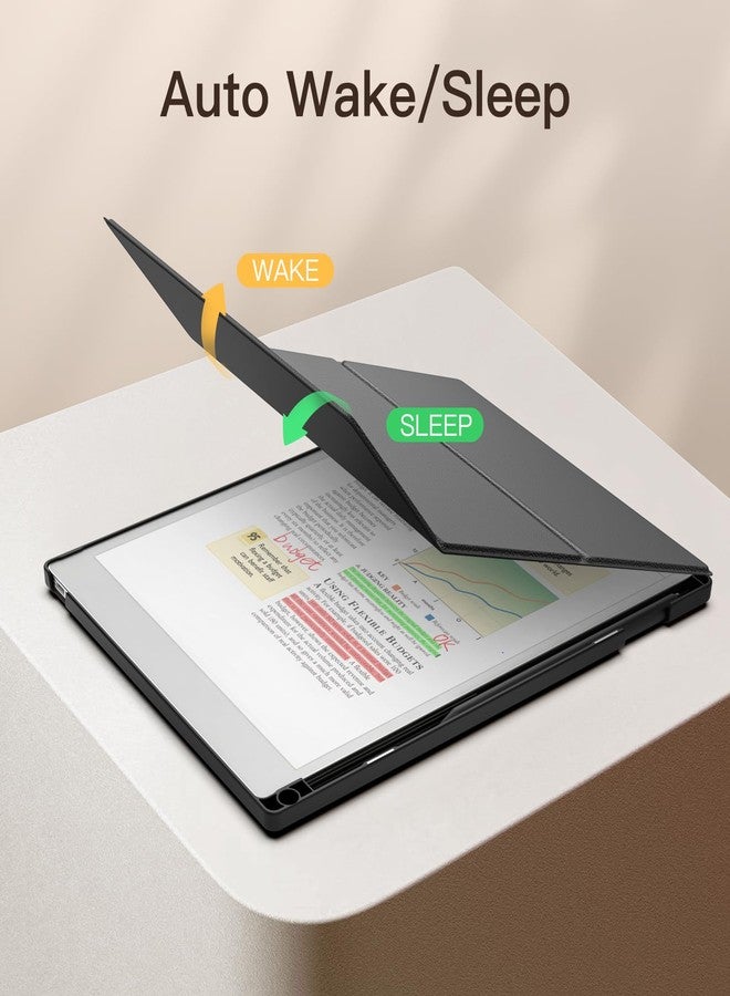 موكو جراب MoKo الحامل لجهاز Remarkable Paper Pro 2024 مقاس 11.8 بوصة - غطاء ثلاثي الطيات من الجلد الفاخر مع حامل قلم، خاصية التشغيل/الإيقاف التلقائي لجهاز Remarkable Pro مقاس 11.8 بوصة، أسود - Image 4